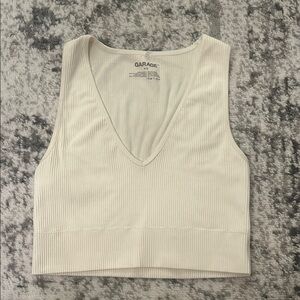 Garage Women's Cream Ribbed Crop Top